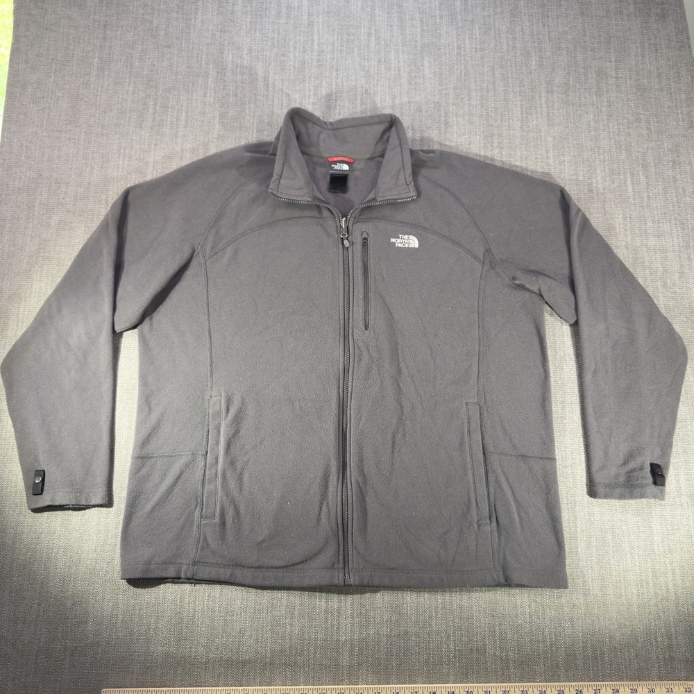 The North Face Jacket Mens 2XL Gray Fleece Full Zip Pockets Outdoor Hiking